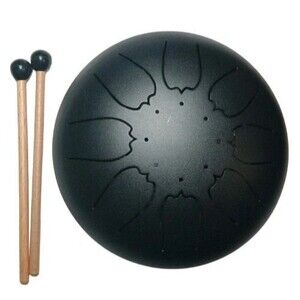 Steel Tongue Worry Drum 6 inch Steel Tank Drum w/Mallets Finger Rings